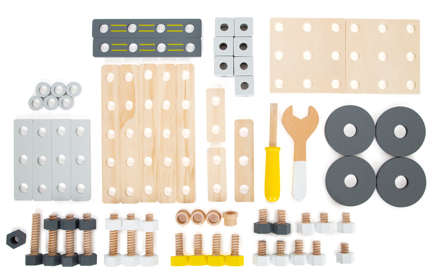67 dalių medinis konstravimo rinkinys