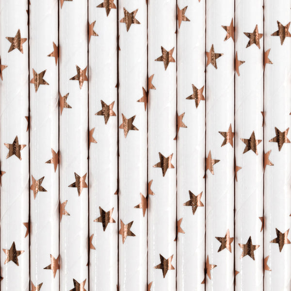 Popieriniai šiaudeliai Rose Gold Stars