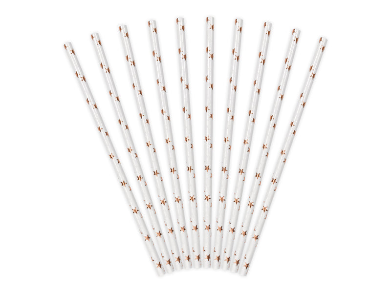 Popieriniai šiaudeliai Rose Gold Stars