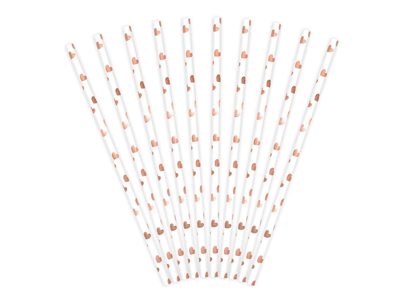 Popieriniai šiaudeliai Rose Gold Hearts