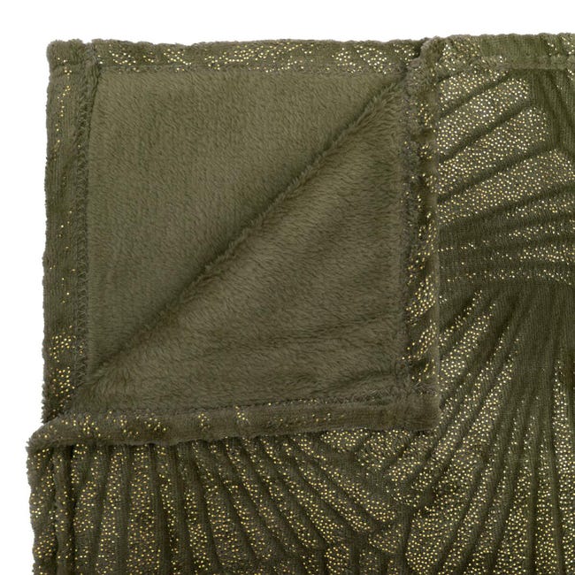 Žalias pledas su aukso spalvos raštais