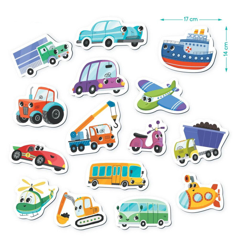 Magnetukų rinkinys Transportas (15 vnt.)