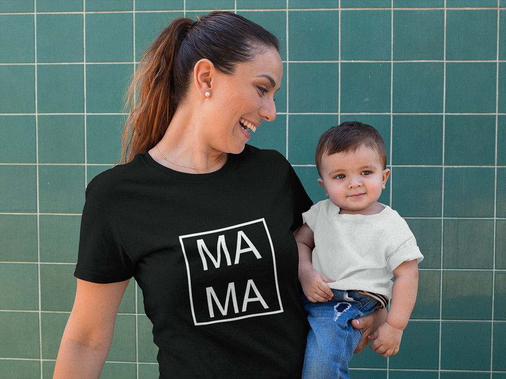 Marškinėliai su dekoruotu užrašu MAMA