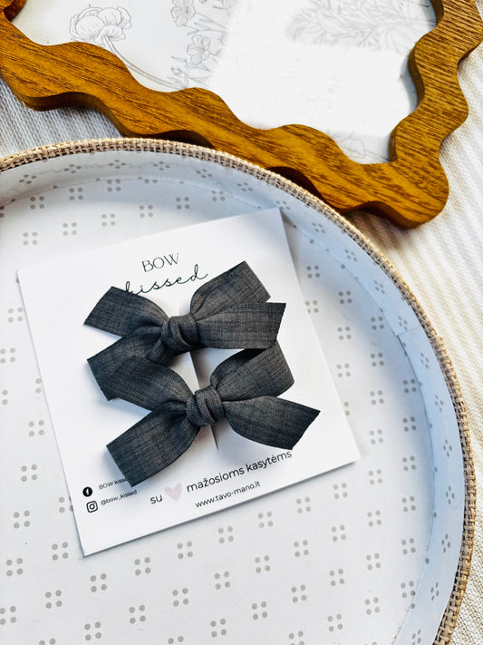 Pilkų kaspinėlių į plaukus komplektas Classic Dark