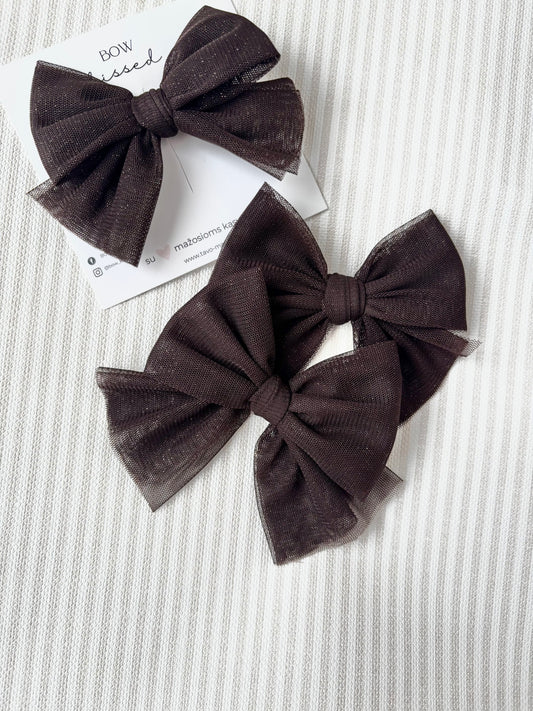 Rankų darbo tiulio segtukas Sparkle Chocolate Brown