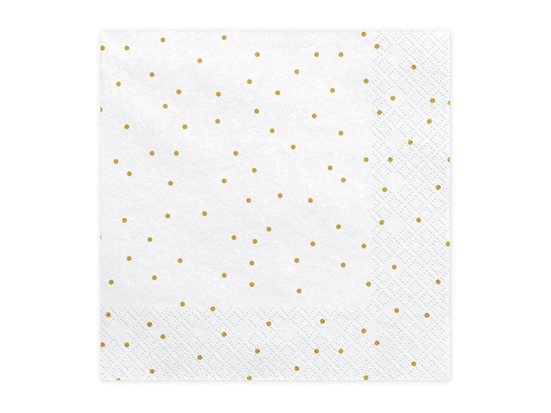 Baltos servetėlės su auksiniais taškučiais