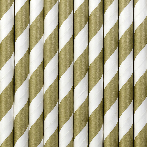 Popieriniai šiaudeliai Gold stripes
